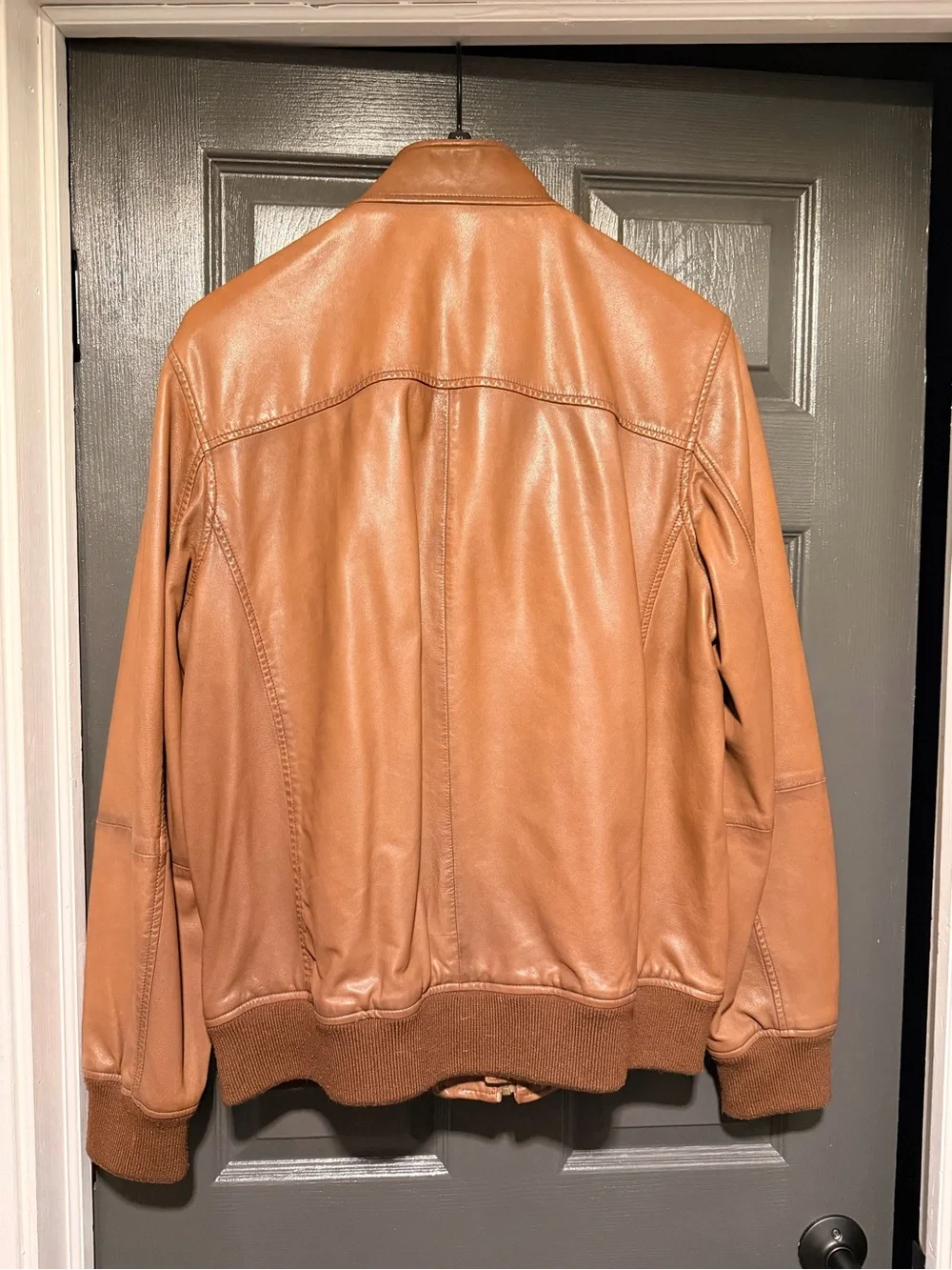Wilsons Leather Brown Bomber Jacket with Light Blue Lining